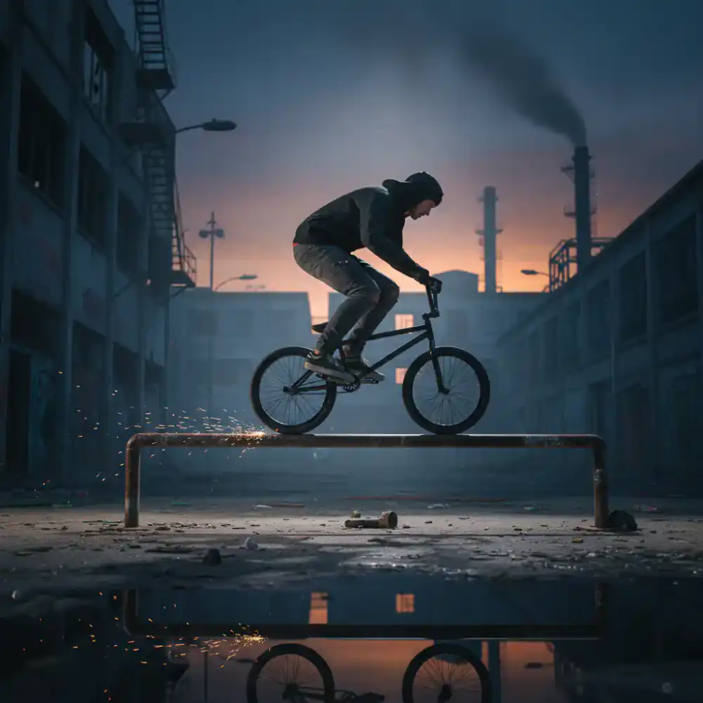 Rider performing a rail trick