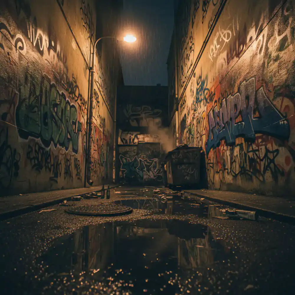 Urban street spot with graffiti