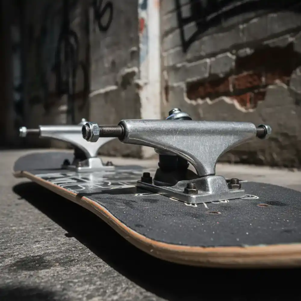 Silver skateboard trucks